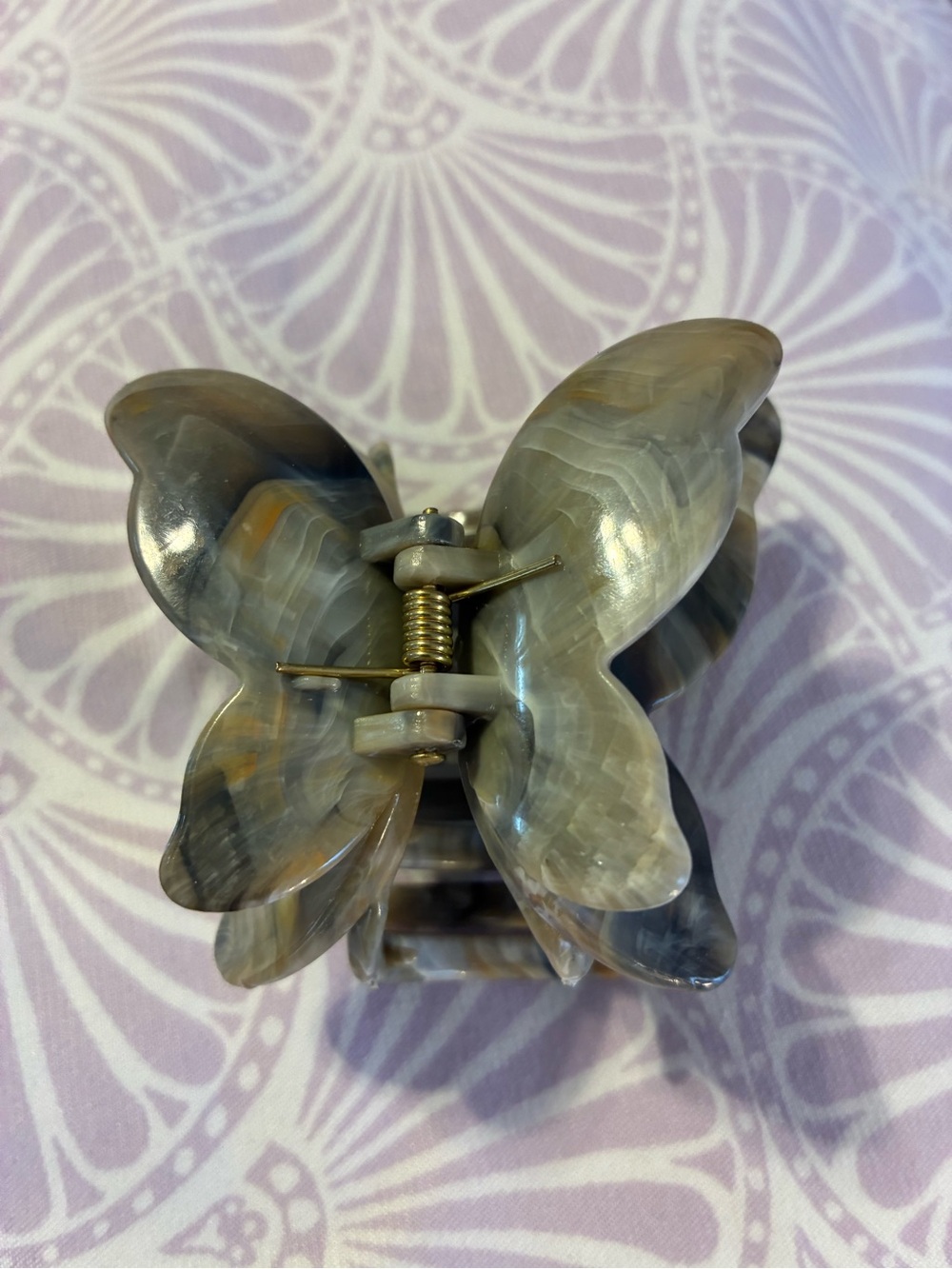 Butterfly Hair Clip in Marbled Gray and Taupe